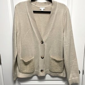 J. Jill cardigan with faux fur pockets. Size L, new without tags.